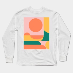 Shape and Color Study in Orange, Pink, Green, and Yellow Long Sleeve T-Shirt